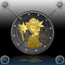 2 EVRO SLOVENIJA  2014 "BARBARA CELJSKA" Black Rhodium + 24k Gold